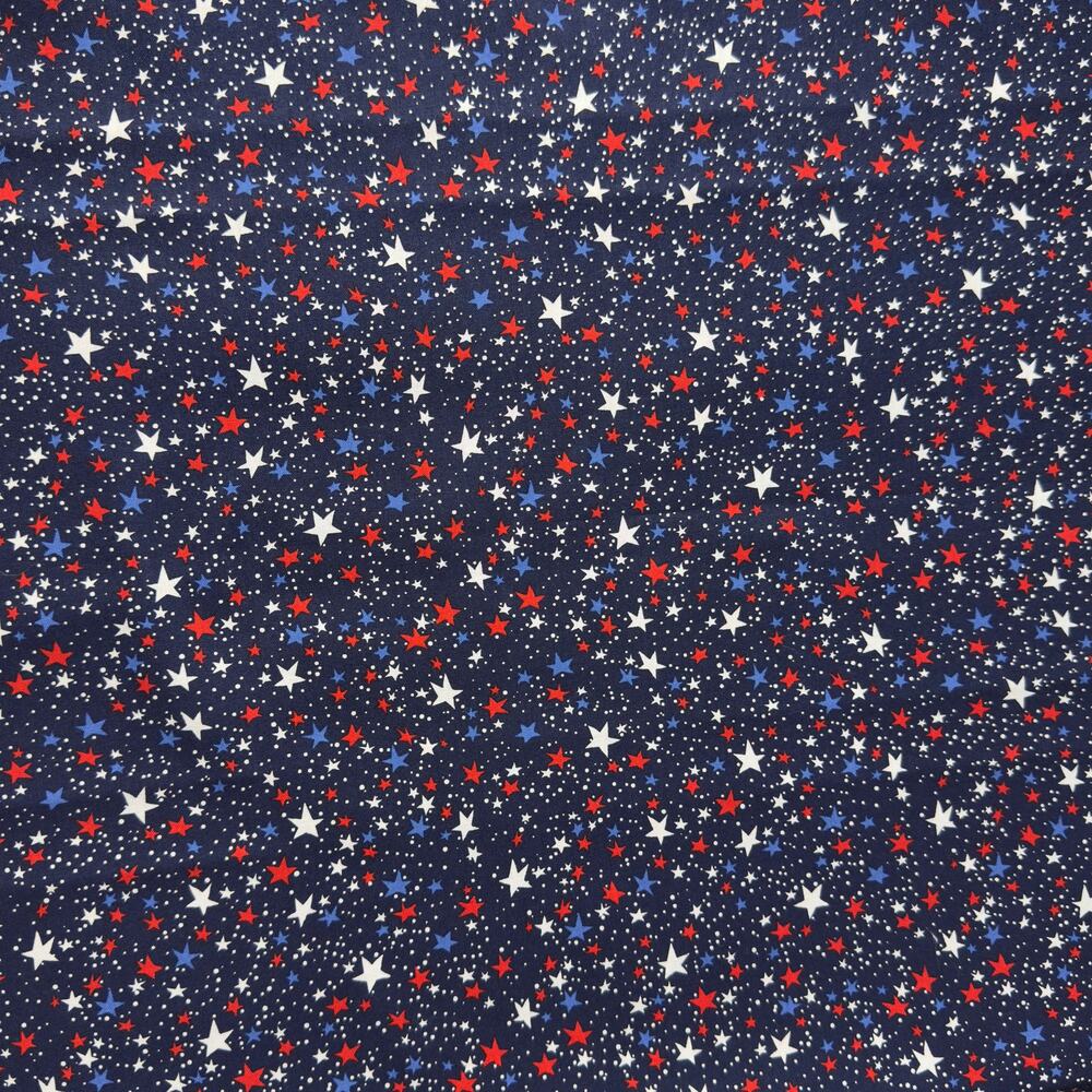 Red, White, and Blue Stars on Navy Patriotic Cotton Fabric Print - 1/2 Yard